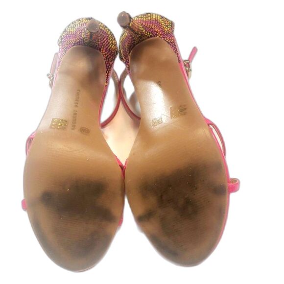Chinese Laundry Orange Fuchsia Snake Print 4” Heel Open Toe Stilettos Size 10 - Picture 4 of 10